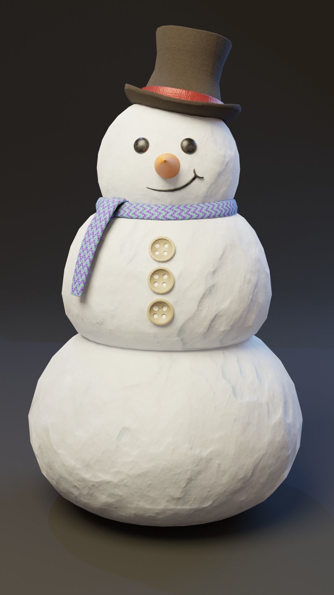 Cartoon Snowman 3D Model Low-poly 3D model_2