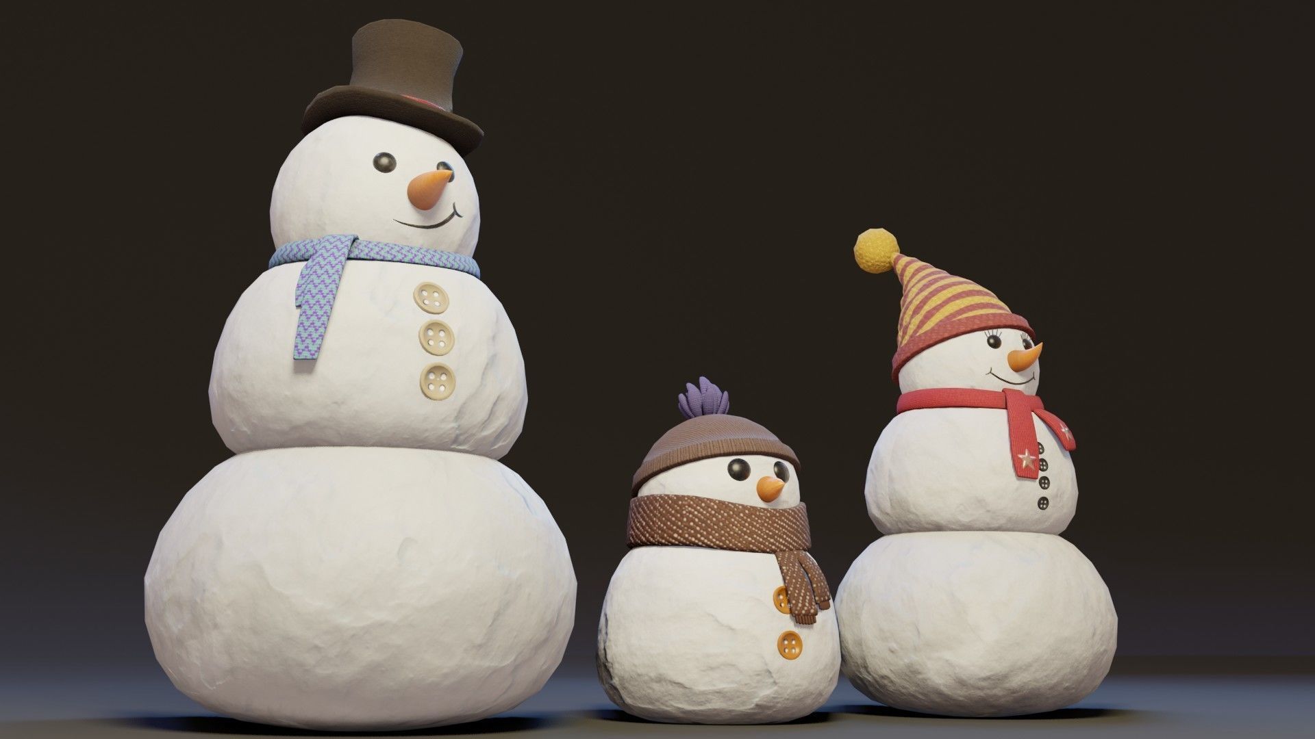 Cartoon Snowman 3D Model Low-poly 3D model_16