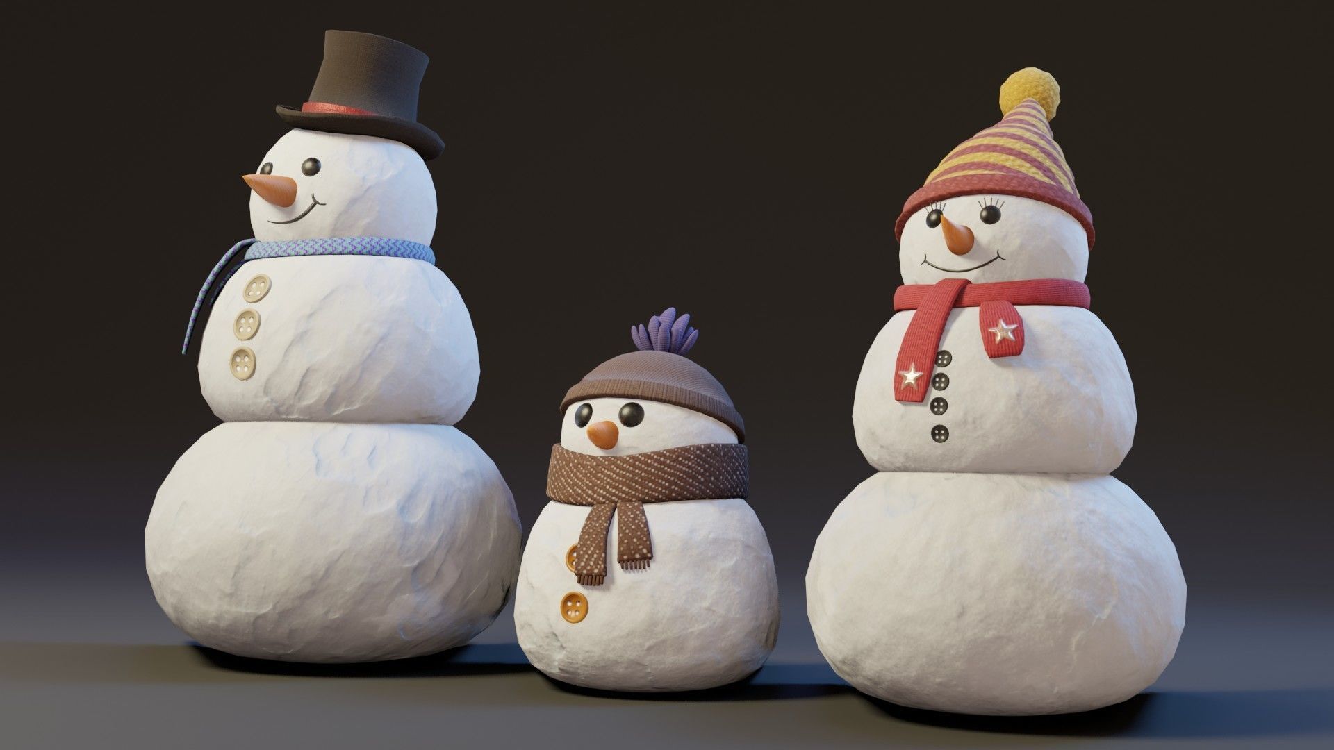 Cartoon Snowman 3D Model Low-poly 3D model_7