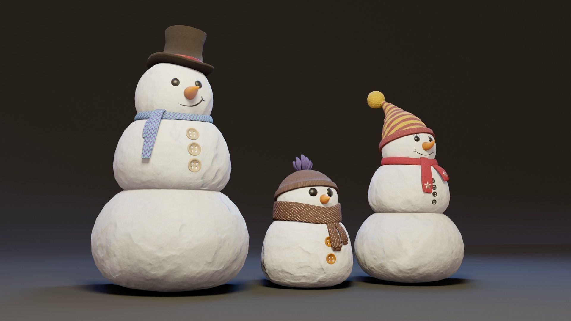 Cartoon Snowman 3D Model Low-poly 3D model_6