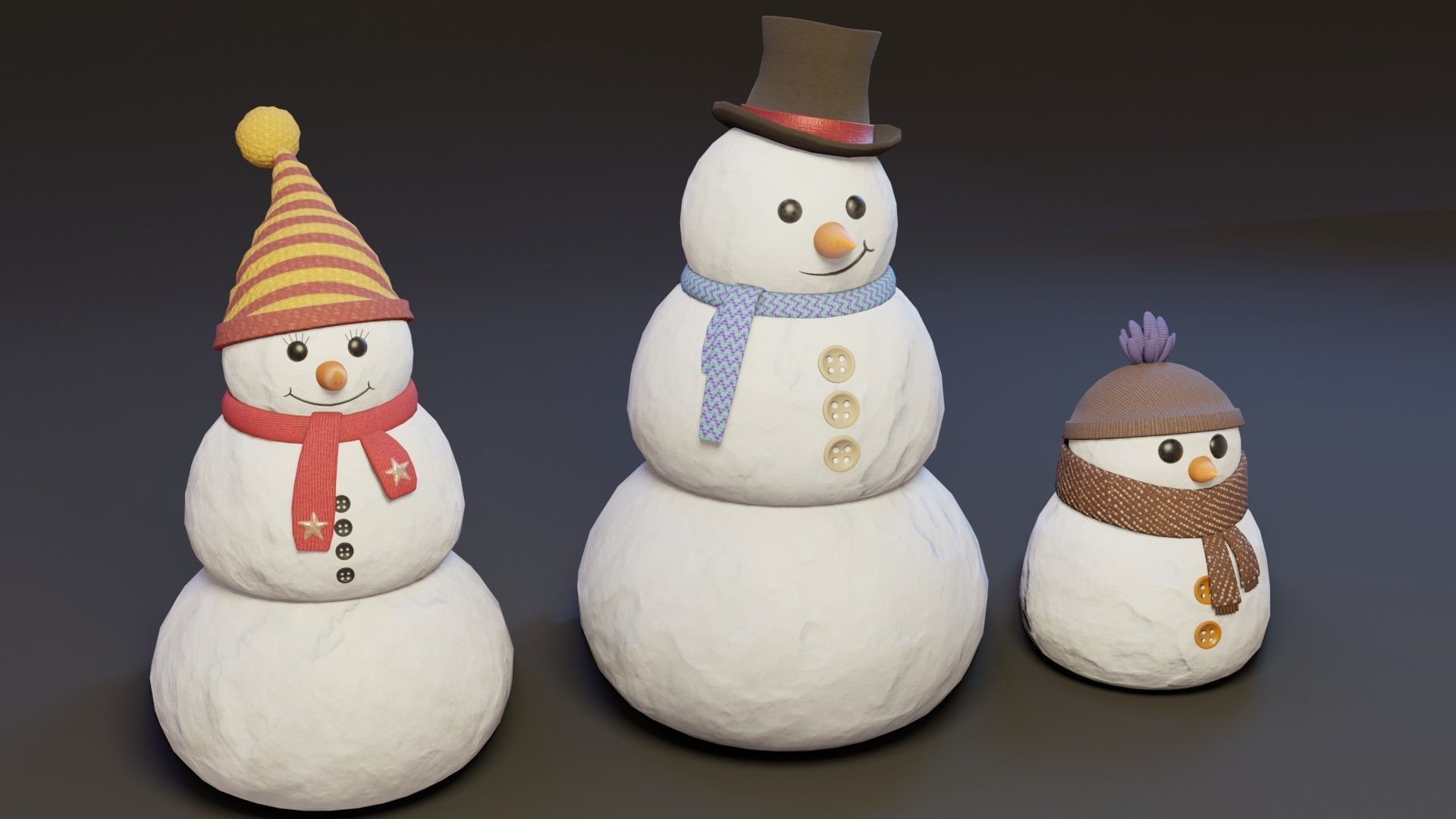 Cartoon Snowman 3D Model Low-poly 3D model_18