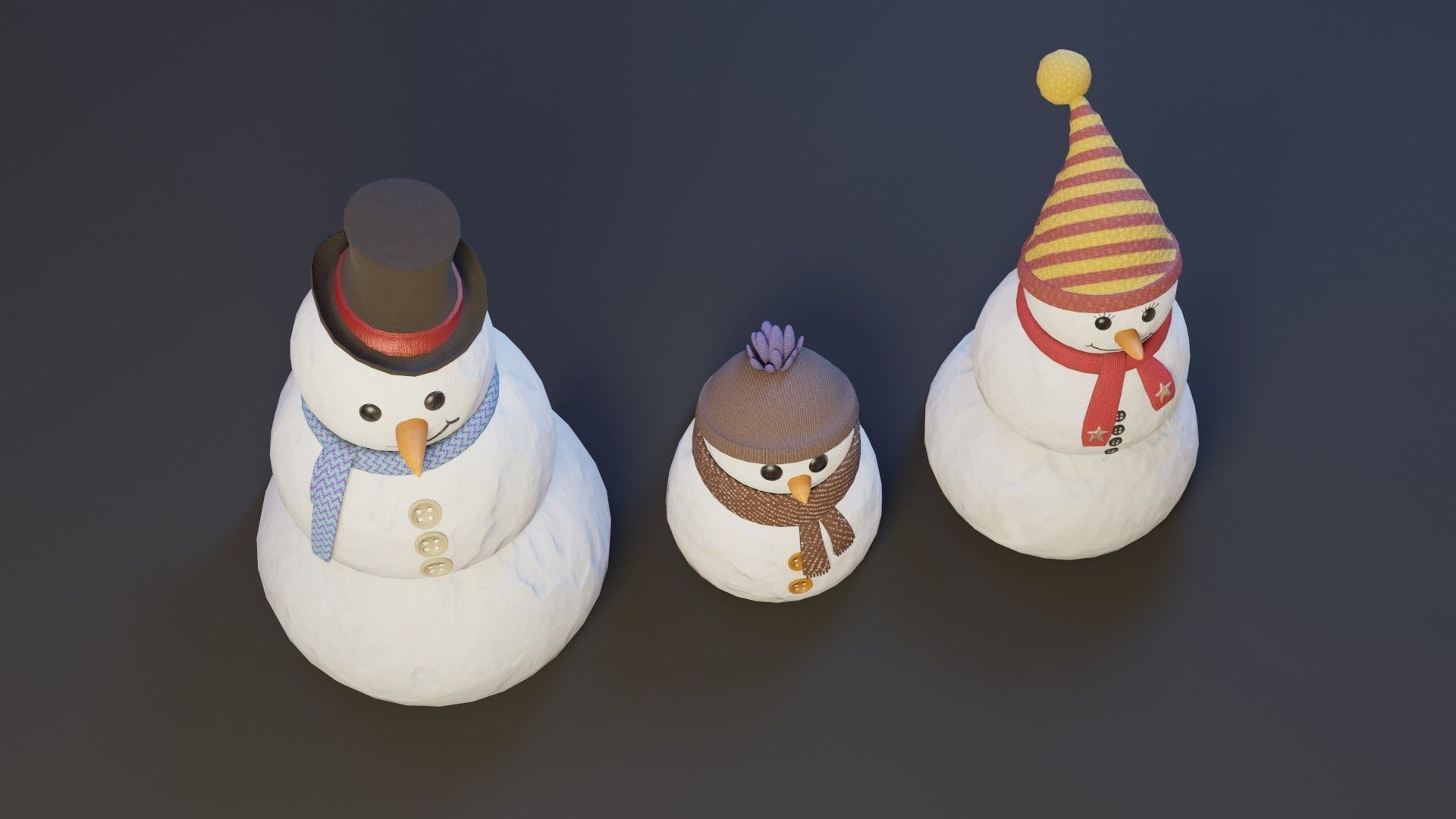 Cartoon Snowman 3D Model Low-poly 3D model_9