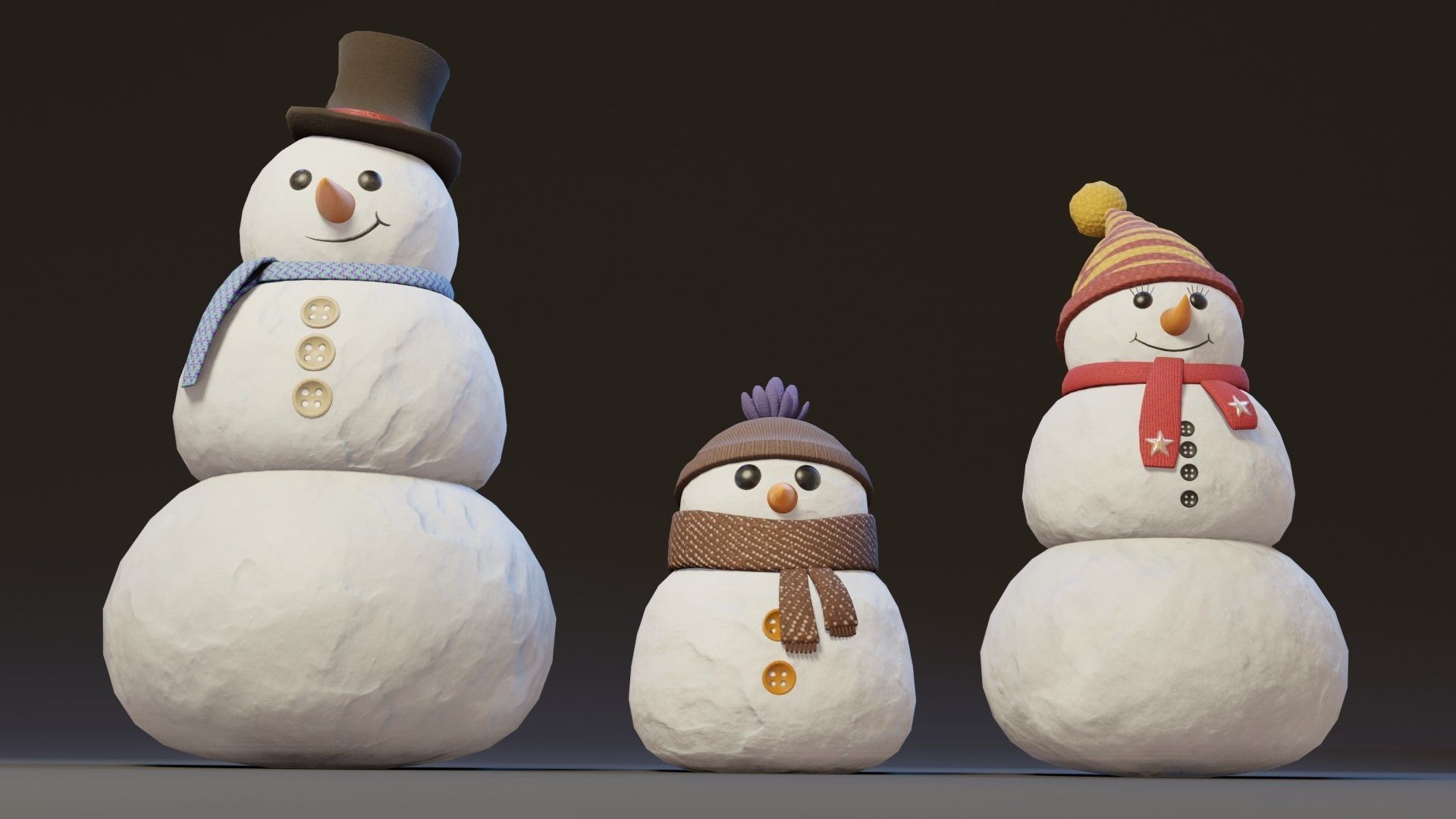Cartoon Snowman 3D Model Low-poly 3D model_10