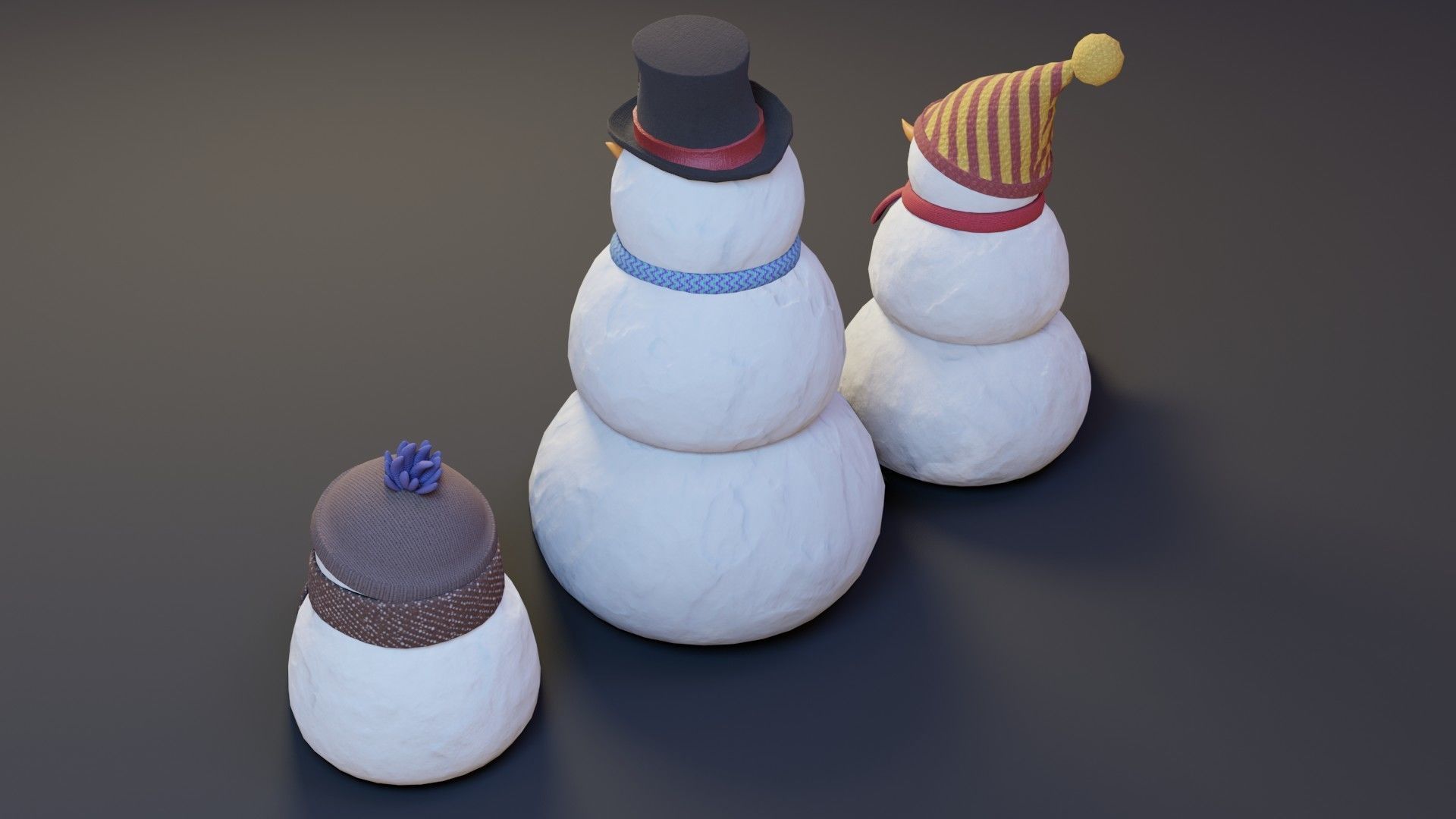 Cartoon Snowman 3D Model Low-poly 3D model_20