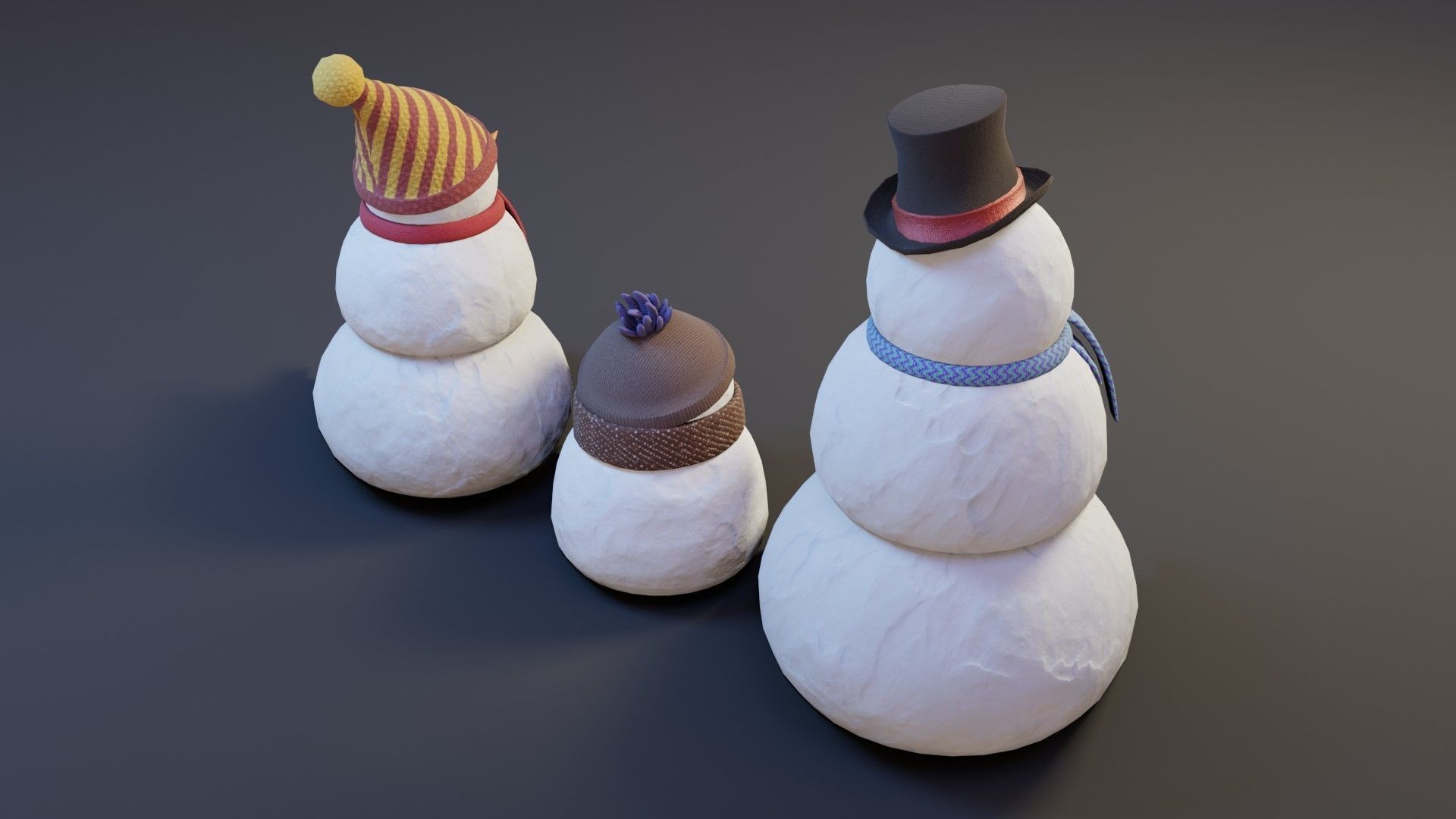 Cartoon Snowman 3D Model Low-poly 3D model_8