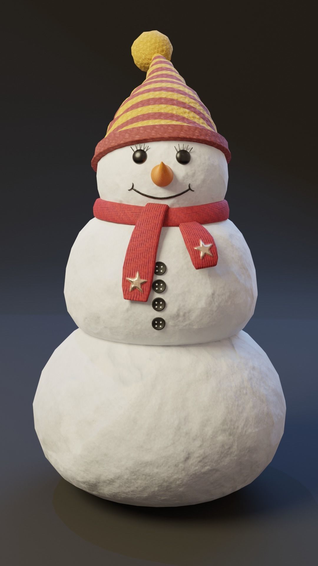Cartoon Snowman 3D Model Low-poly 3D model_4