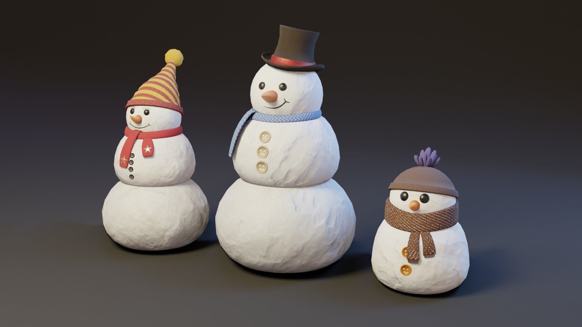 Cartoon Snowman 3D Model Low-poly 3D model_19