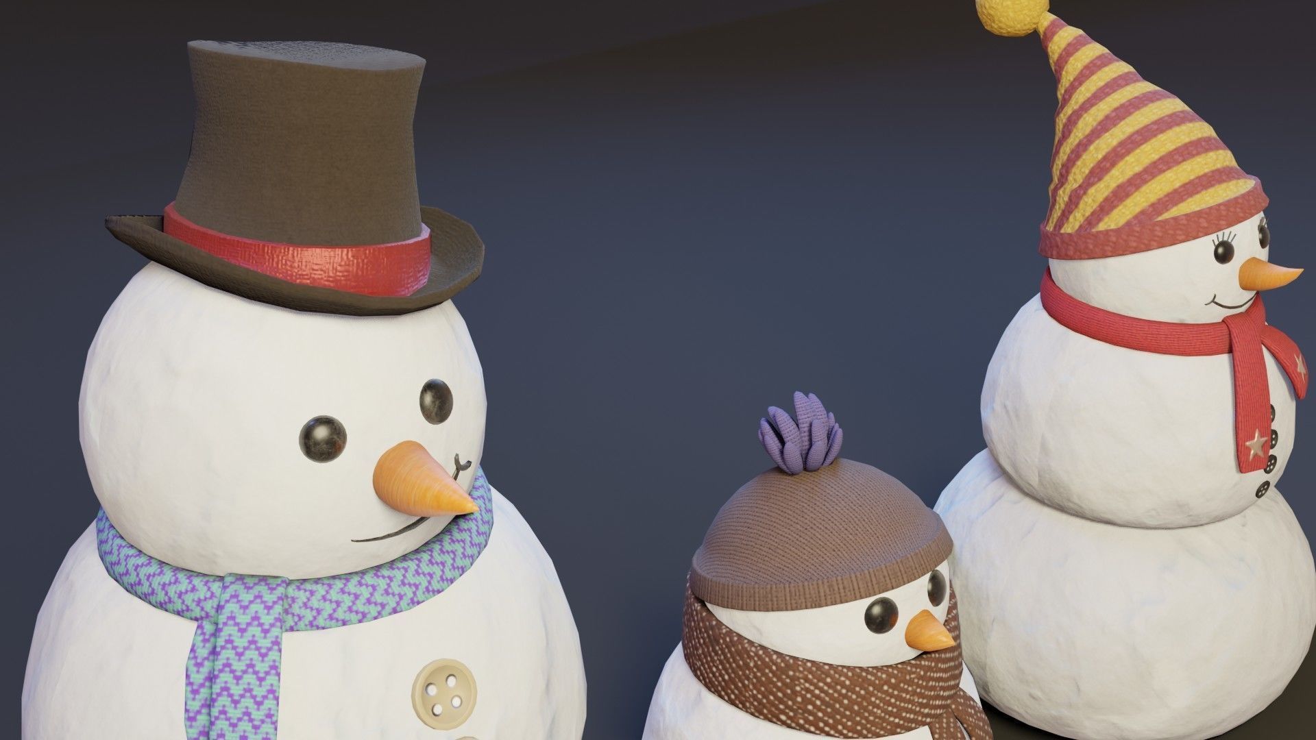 Cartoon Snowman 3D Model Low-poly 3D model_13
