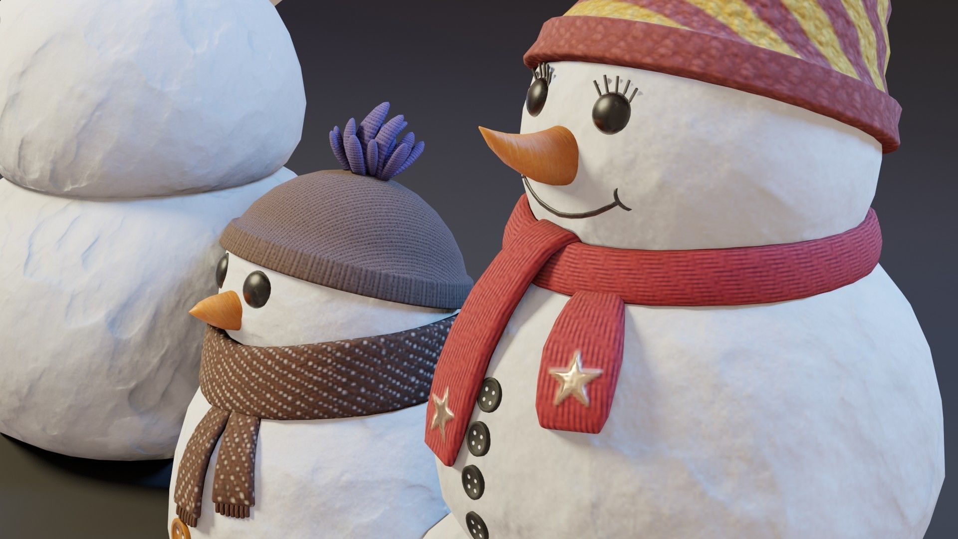 Cartoon Snowman 3D Model Low-poly 3D model_12