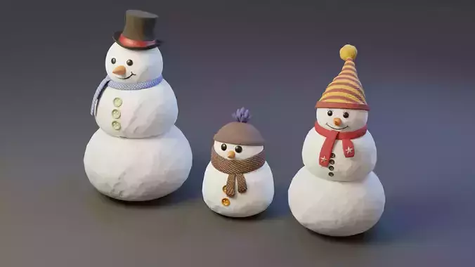 Cartoon Snowman 3D Model Low-poly 3D model