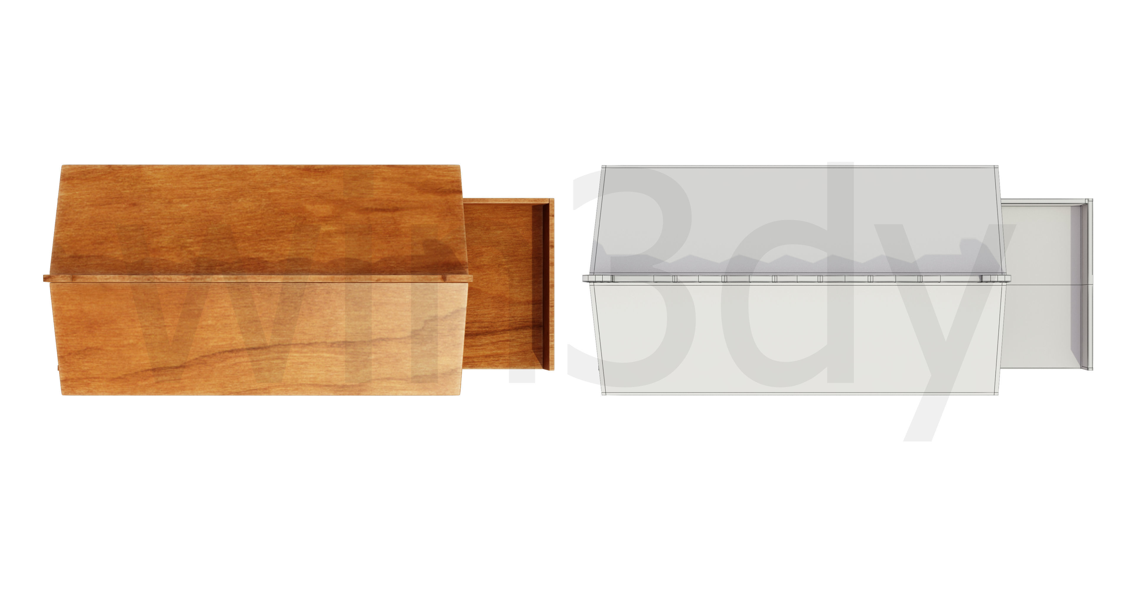 Wooden display cart 3D model_3