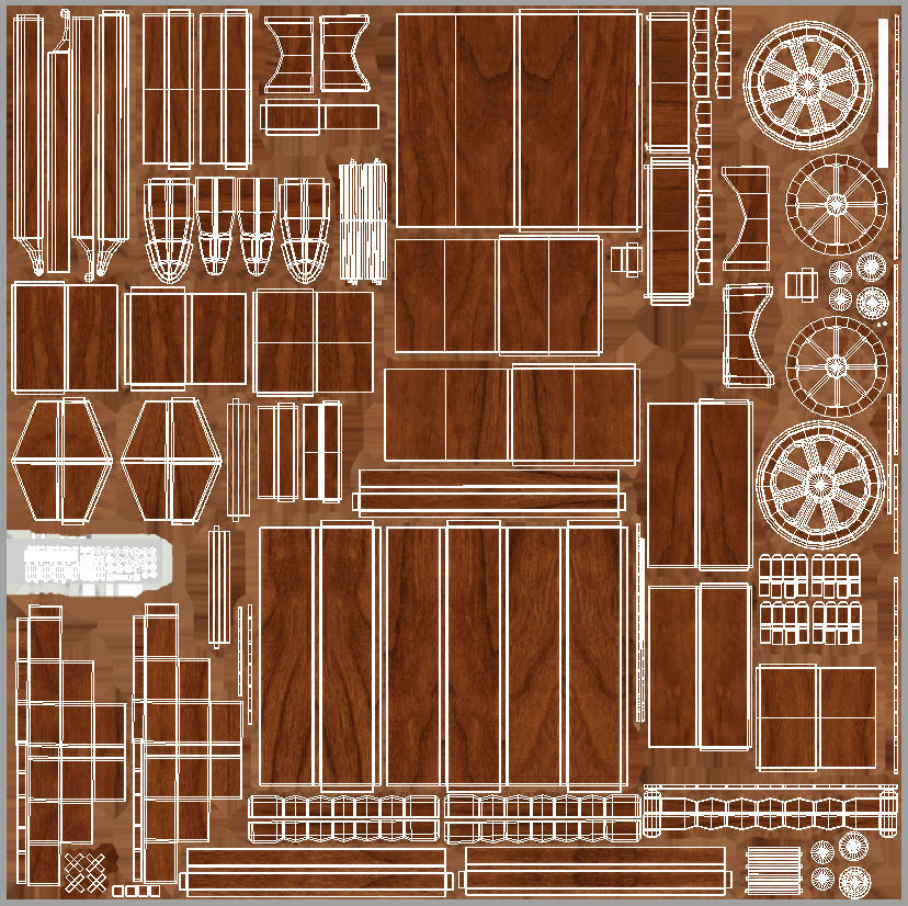 Wooden display cart 3D model_9