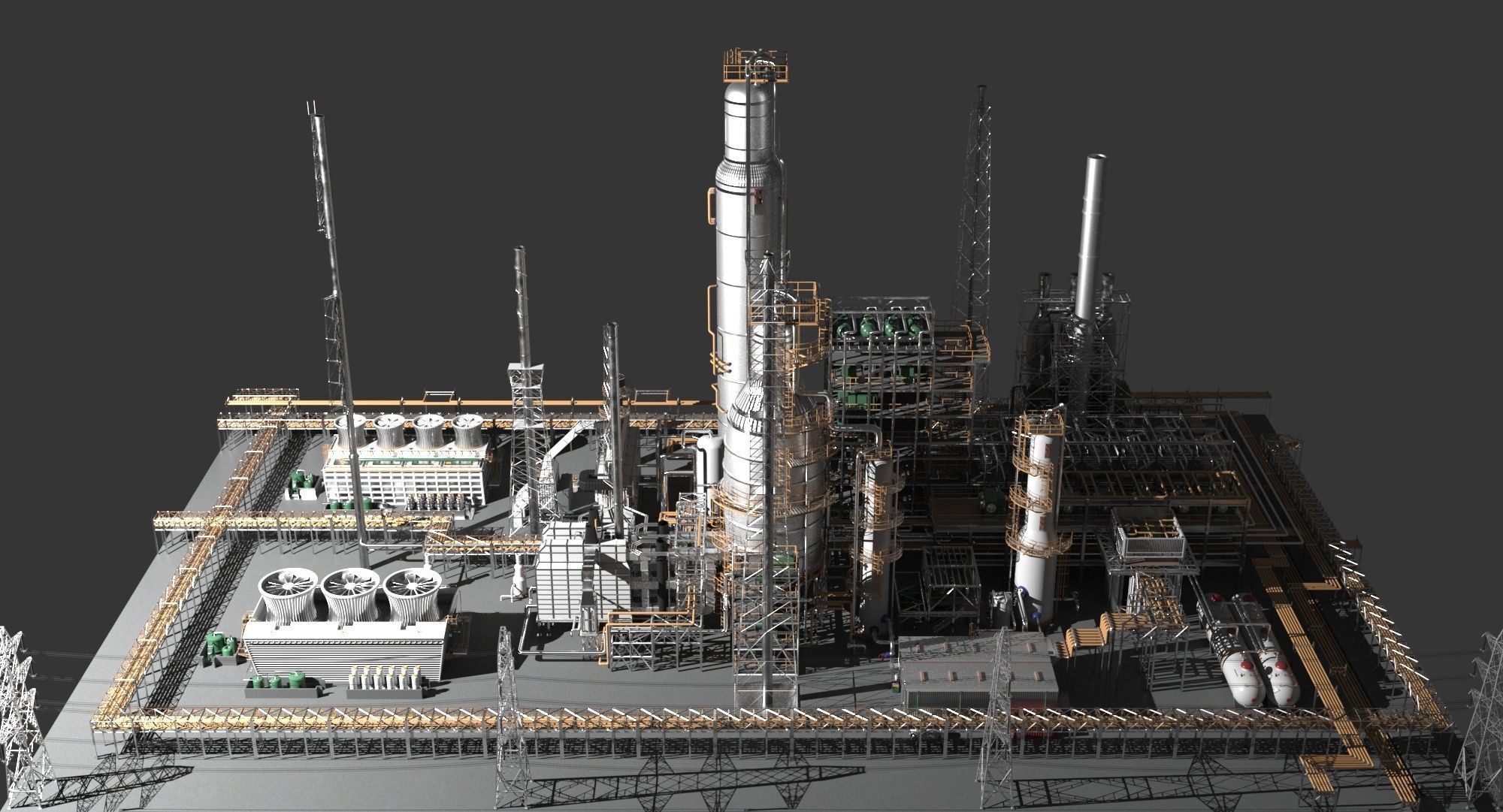 Petroleum Refinery 3D model_3