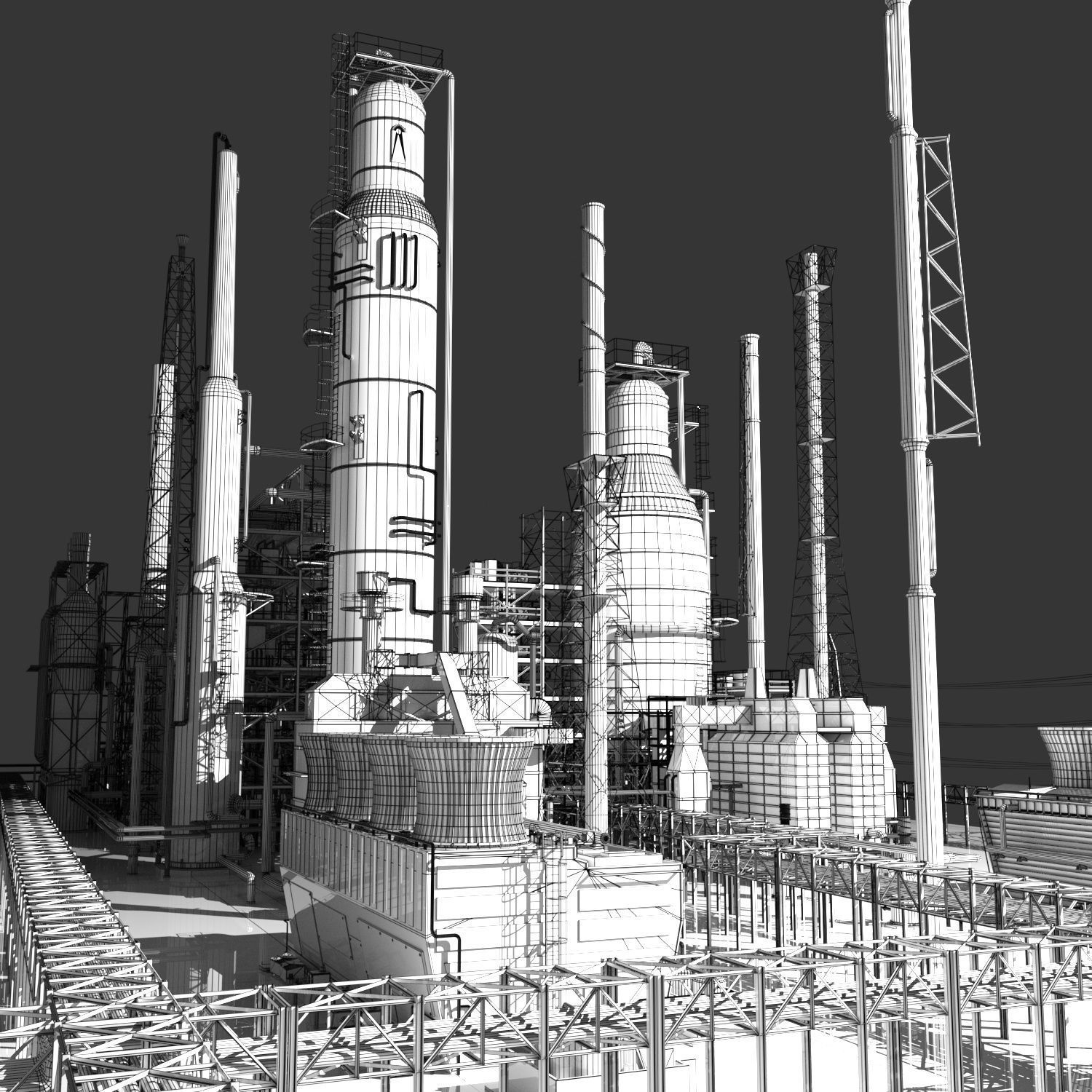 Petroleum Refinery 3D model_1