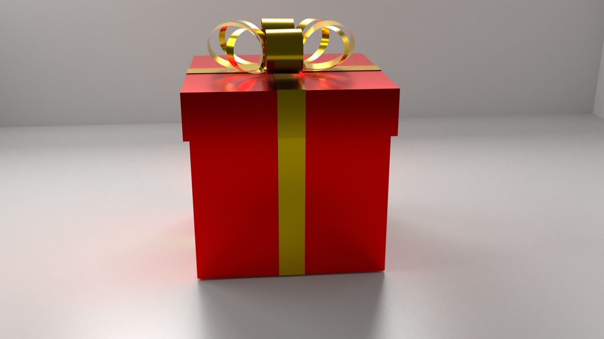 Red Present 2 with Ribbon 3D model_1