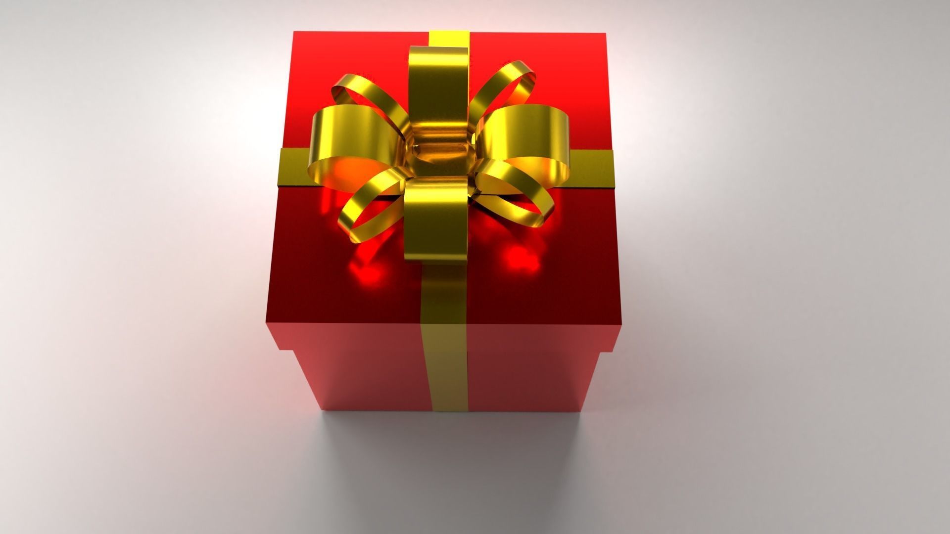 Red Present 2 with Ribbon 3D model_2