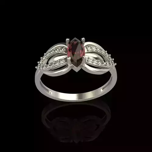 wedding engagement women ring with gems 3dm stl 