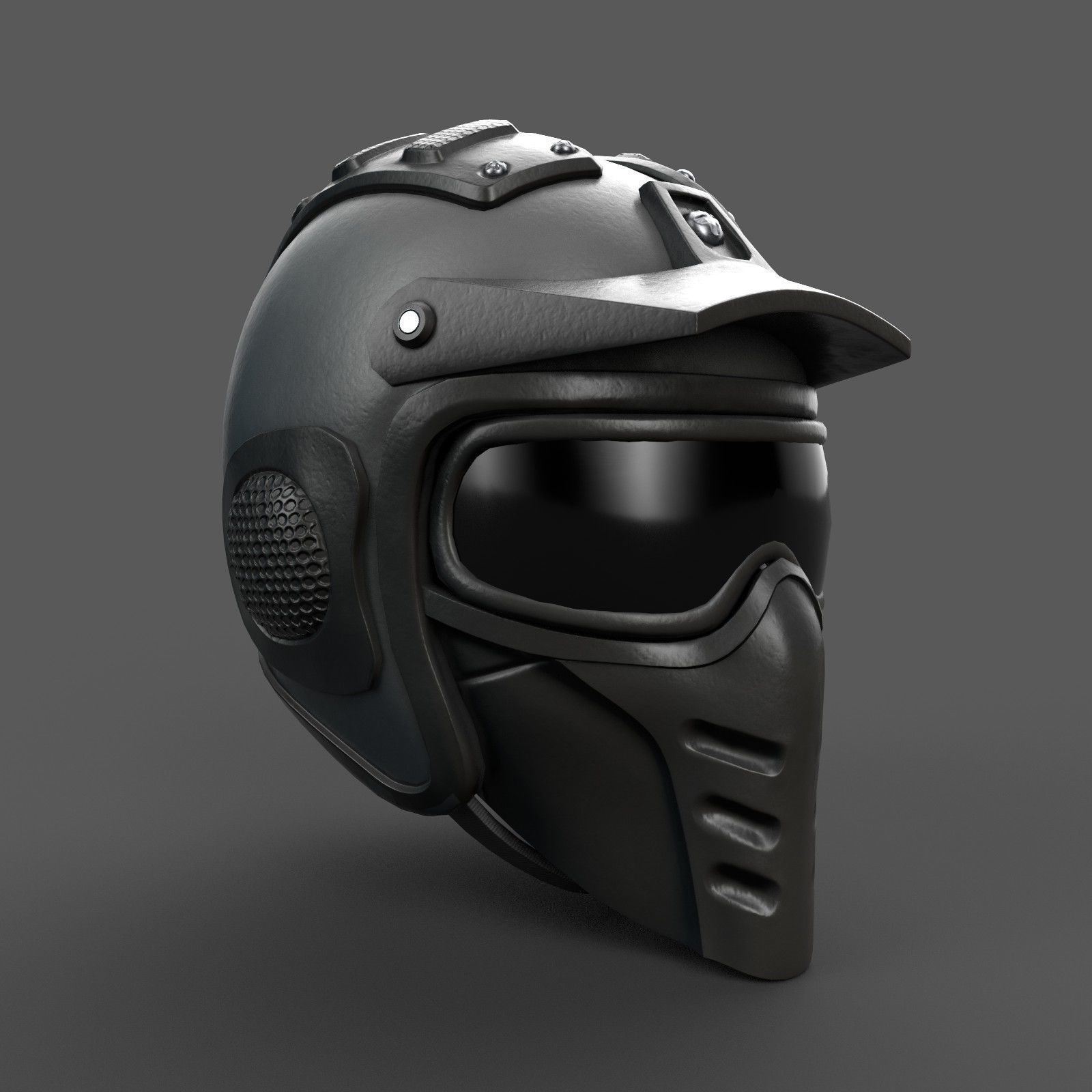 Helmet scifi military combat 3d model low poly human Gas mask  Low-poly 3D model_2