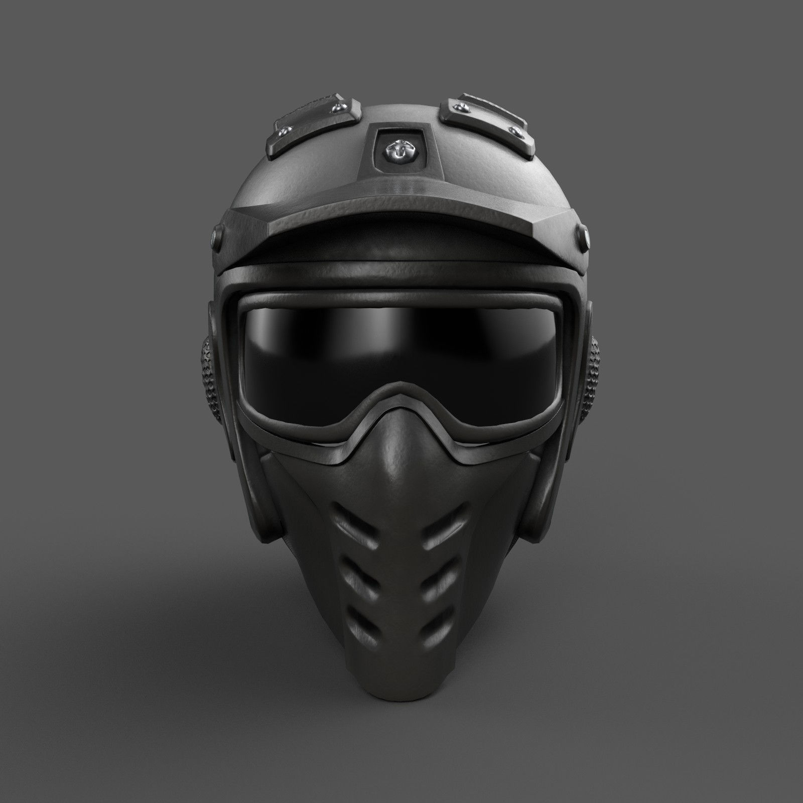 Helmet scifi military combat 3d model low poly human Gas mask  Low-poly 3D model_1