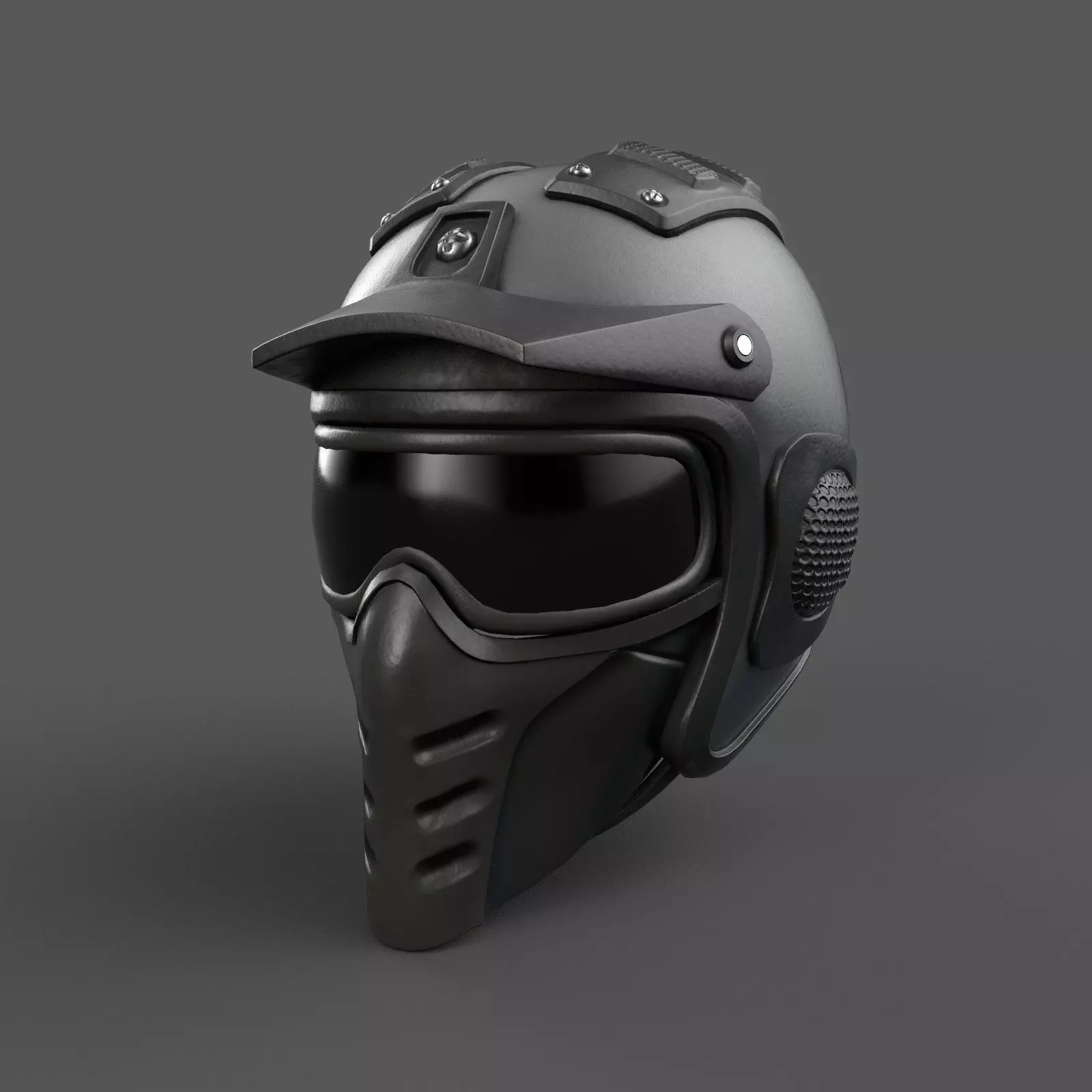 Helmet scifi military combat 3d model low poly human Gas mask  Low-poly 3D model_0