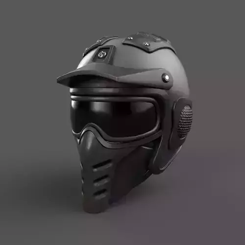 Helmet scifi military combat 3d model low poly human Gas mask 