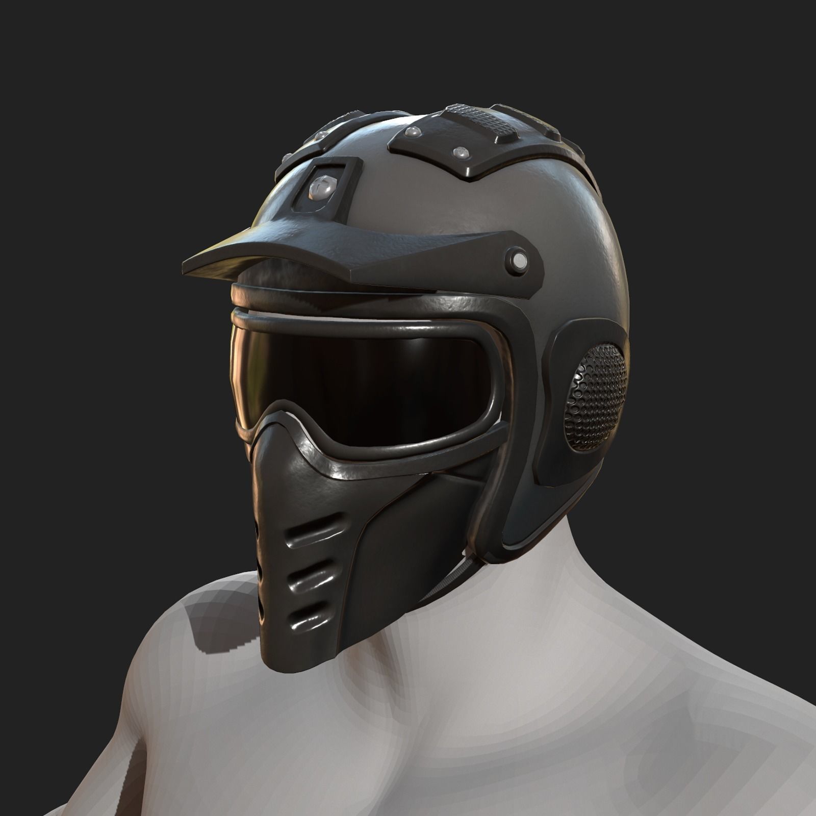 Helmet scifi military combat 3d model low poly human Gas mask  Low-poly 3D model_7