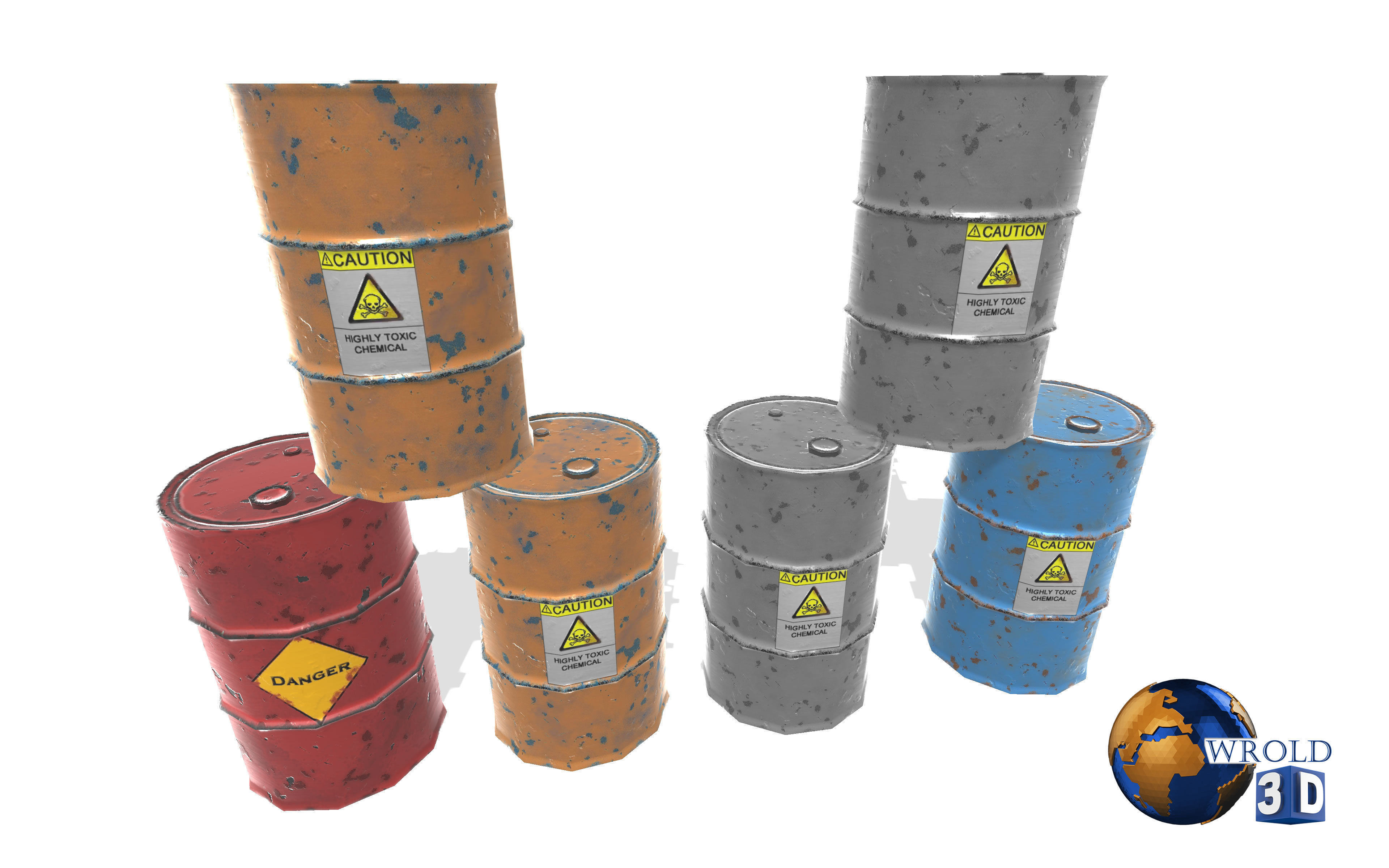 lowpoly metallic barrel 3d model Low-poly 3D model_5