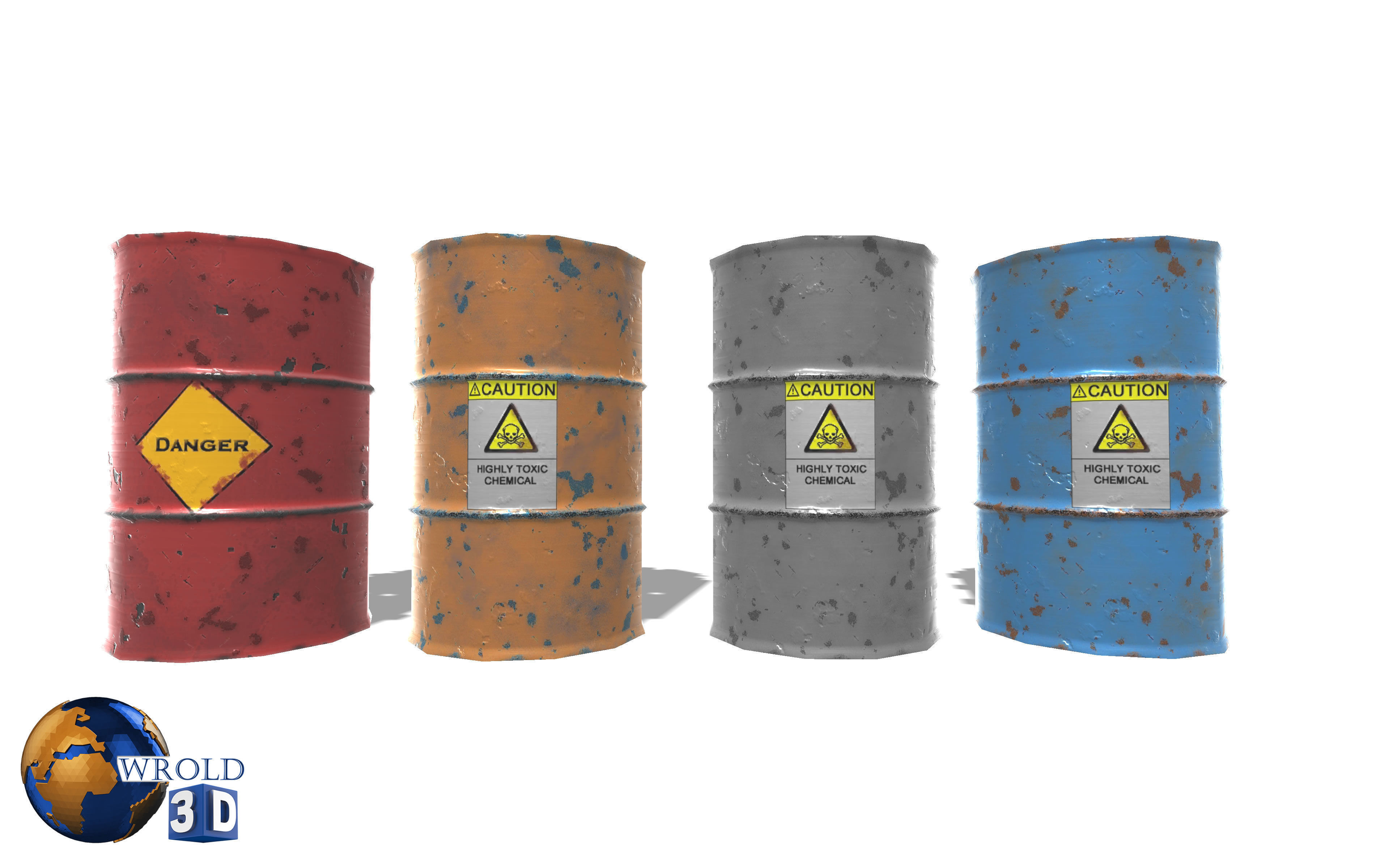 lowpoly metallic barrel 3d model Low-poly 3D model_2