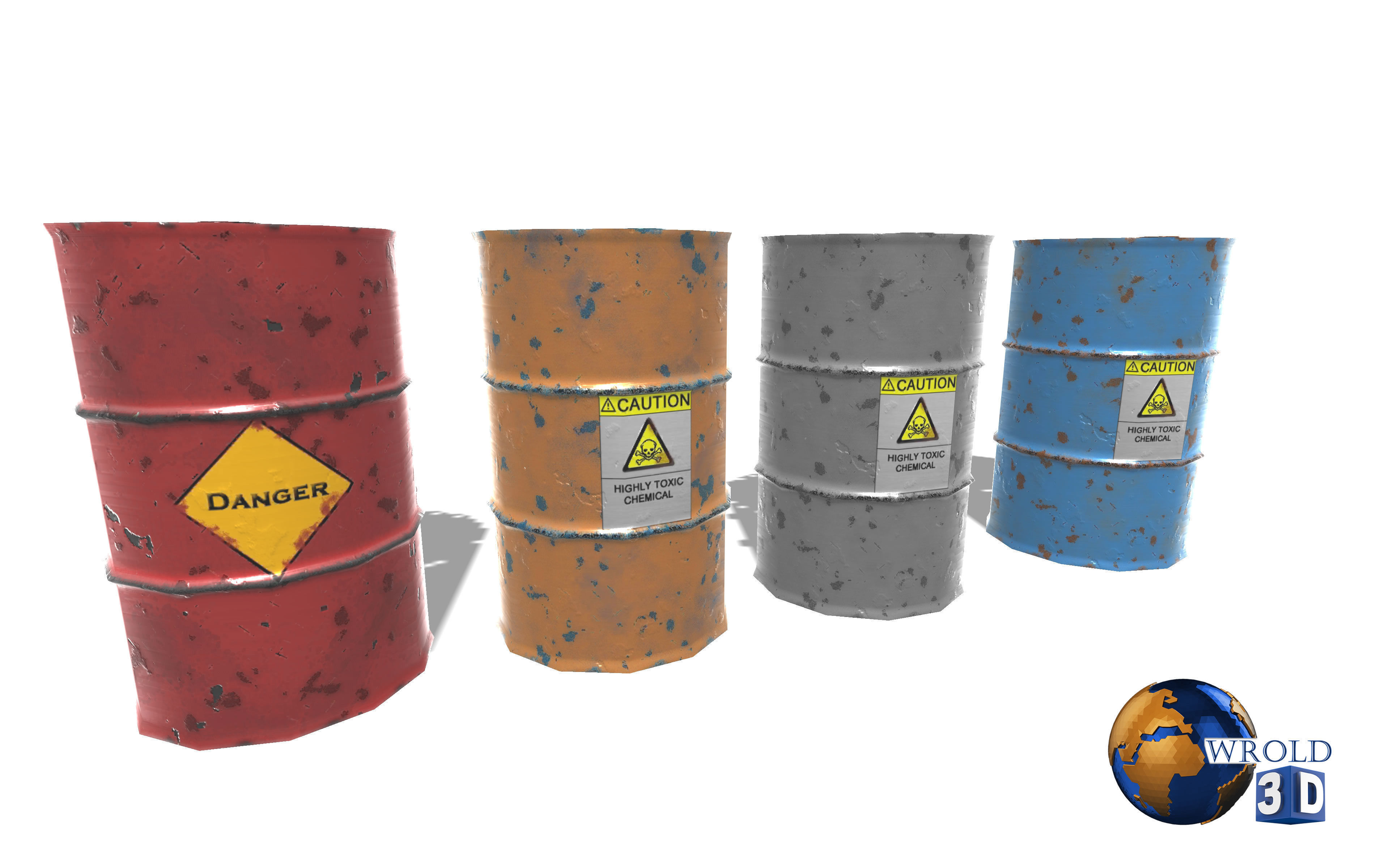 lowpoly metallic barrel 3d model Low-poly 3D model_4