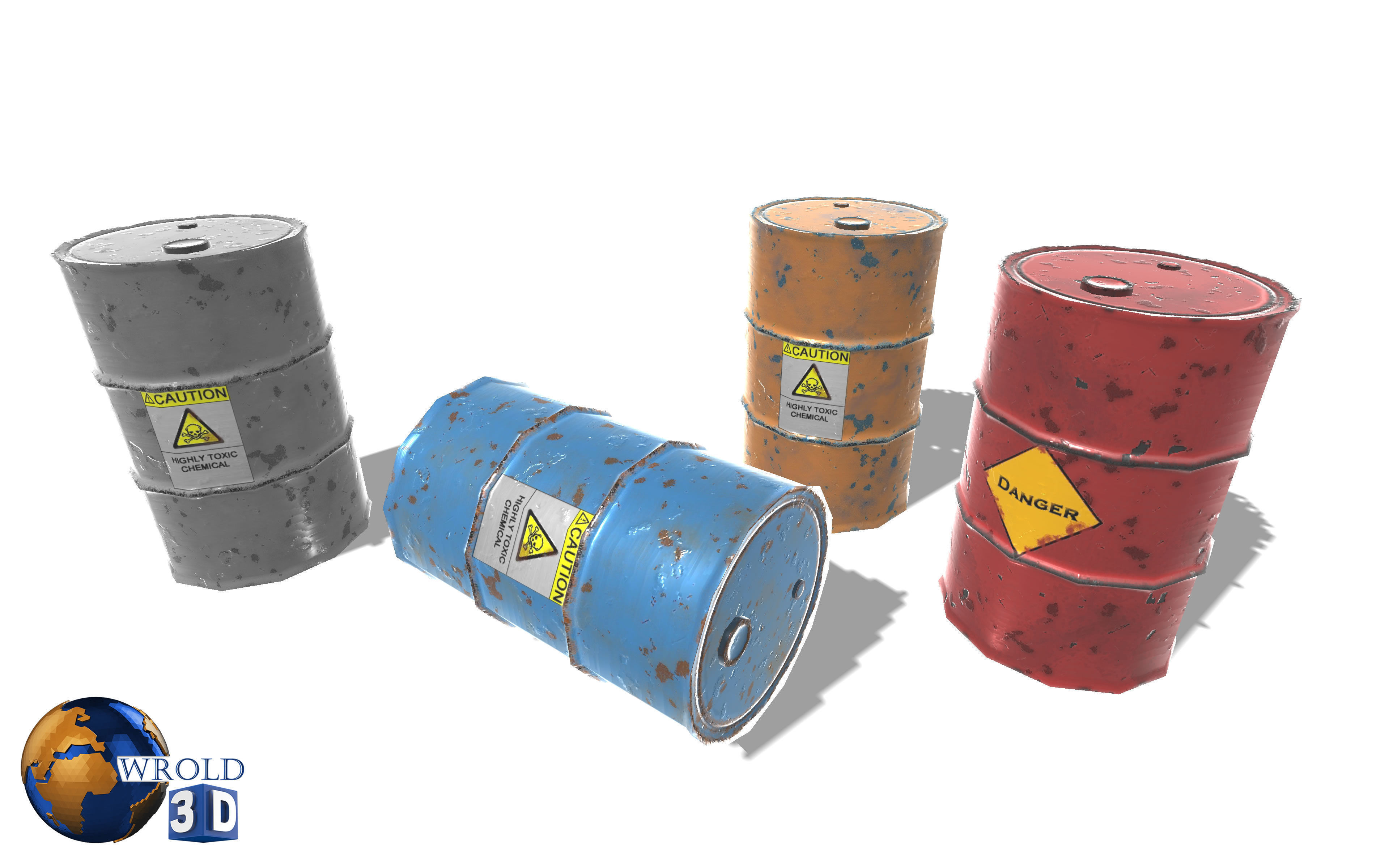 lowpoly metallic barrel 3d model Low-poly 3D model_1