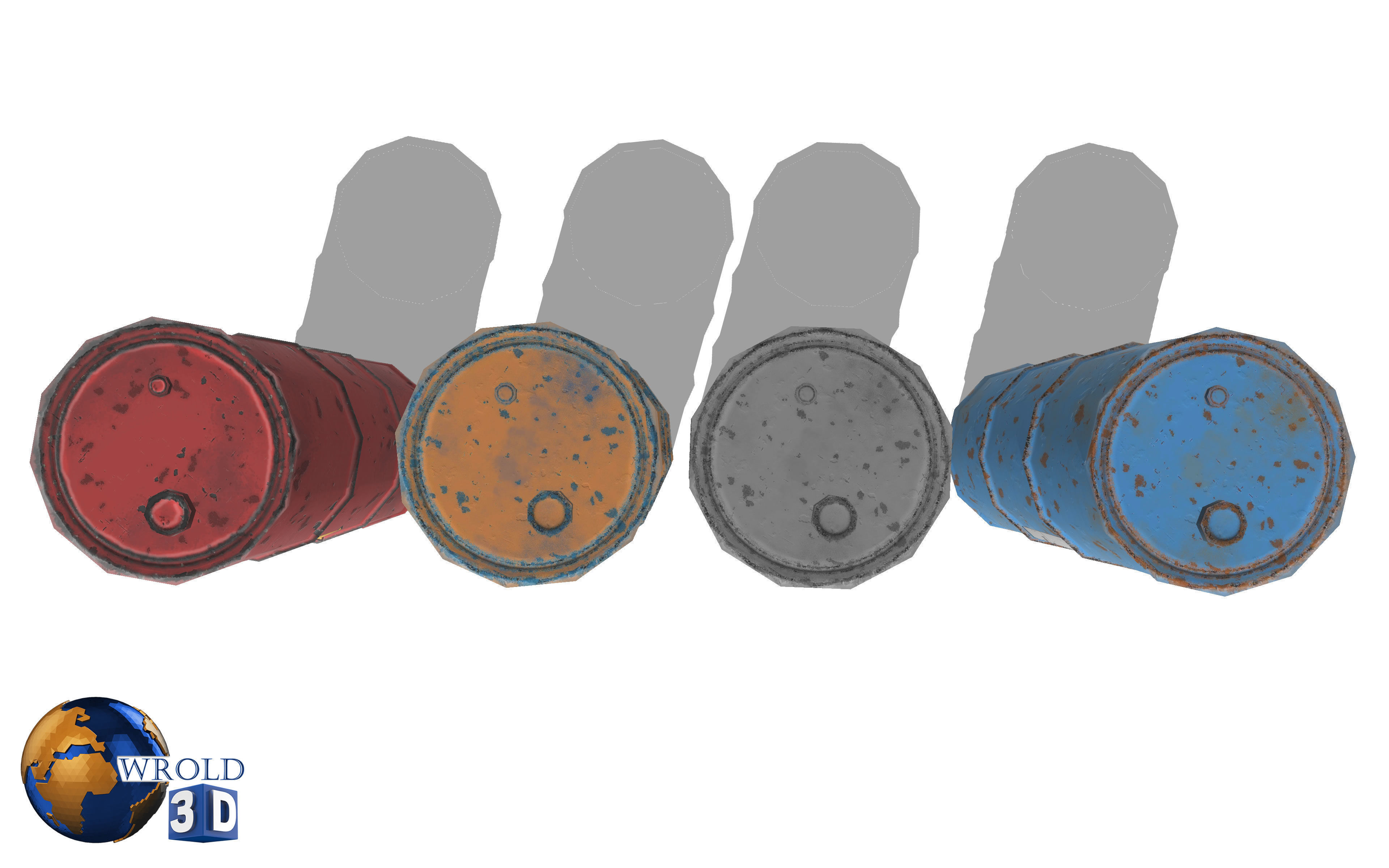 lowpoly metallic barrel 3d model Low-poly 3D model_3