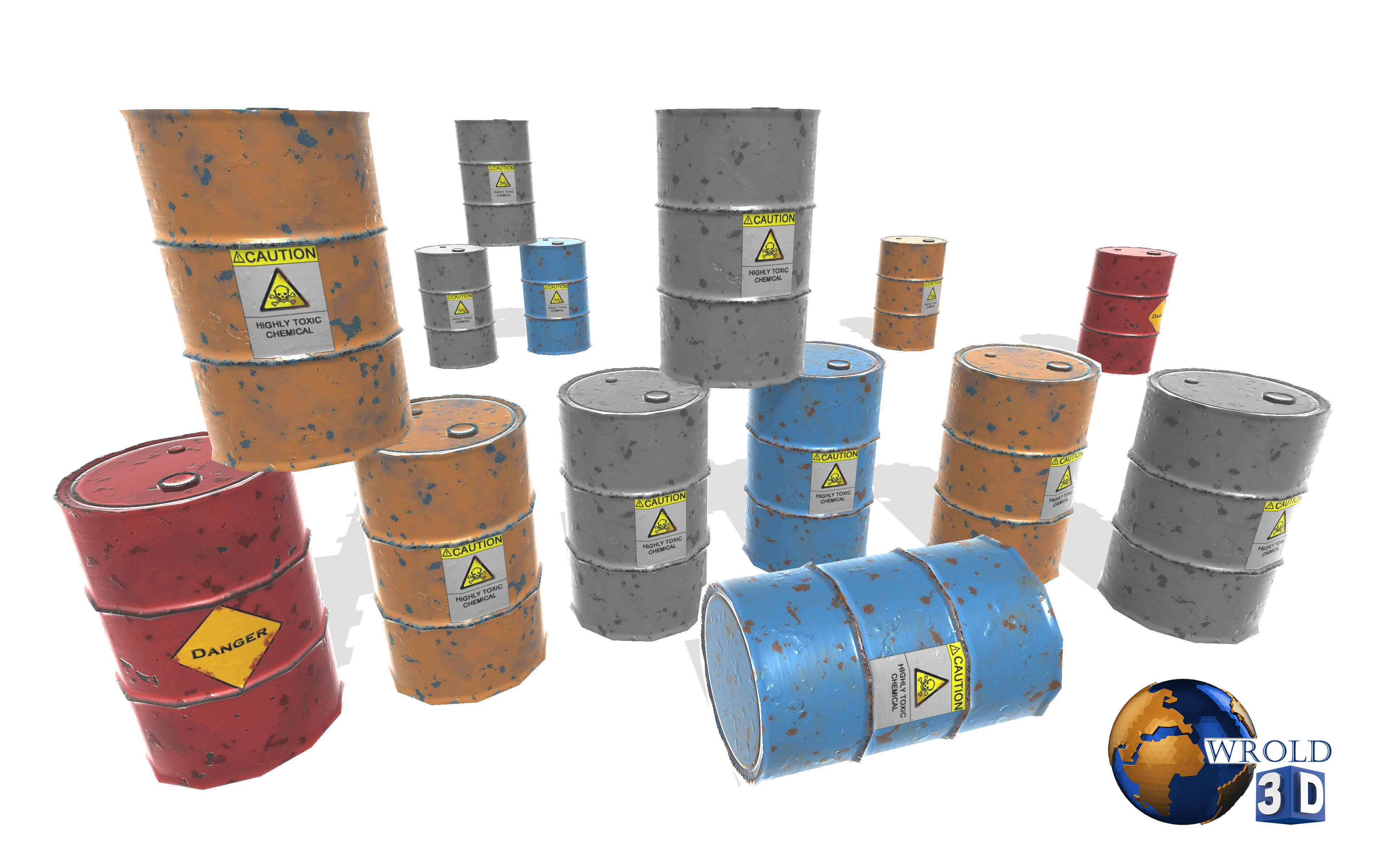 lowpoly metallic barrel 3d model Low-poly 3D model_6
