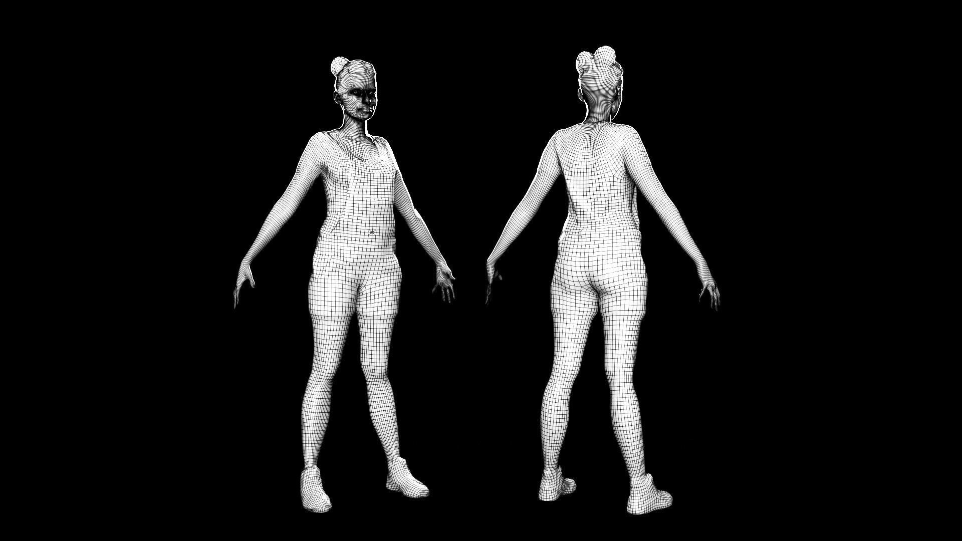 Female casual style 83 Low-poly 3D model_8