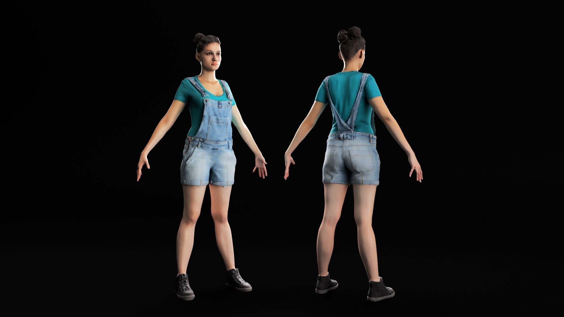 Female casual style 83 Low-poly 3D model_4