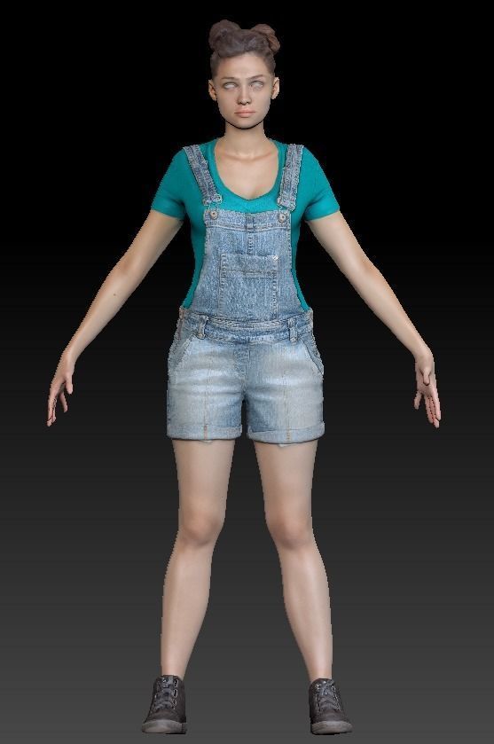 Female casual style 83 Low-poly 3D model_2