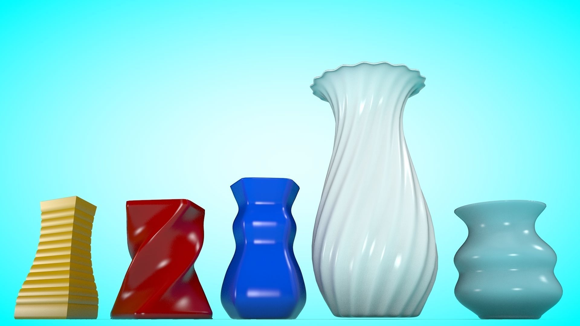 Flower Vases 3D Model Collection_1