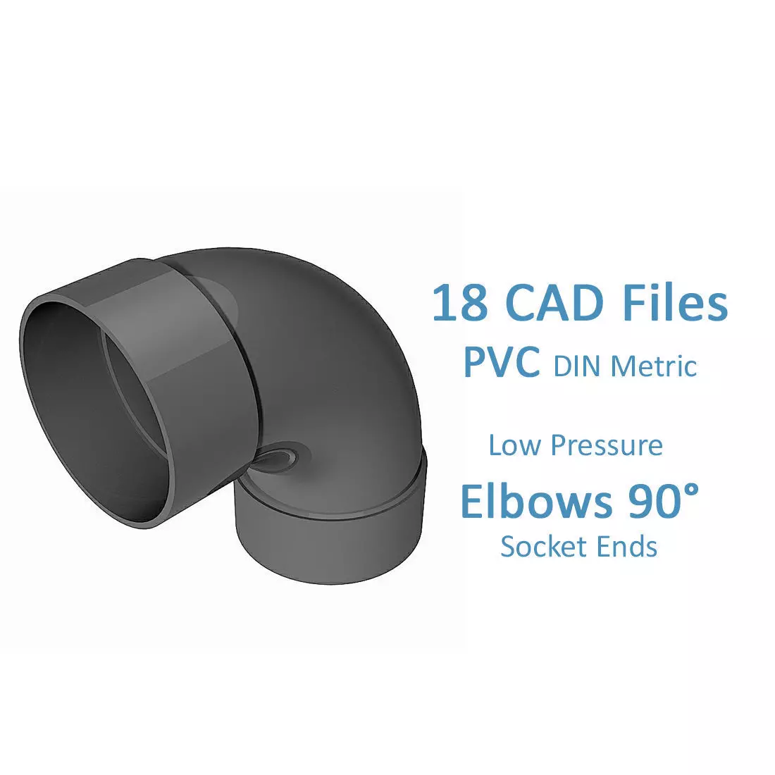 PVC Low Pressure Elbows 90 Degrees - Socket Ends Free 3D model