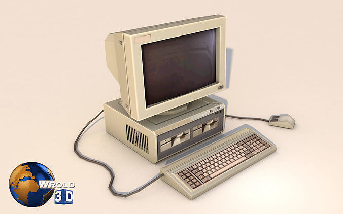 lowpoly desktop computer system 3d model Low-poly 3D model