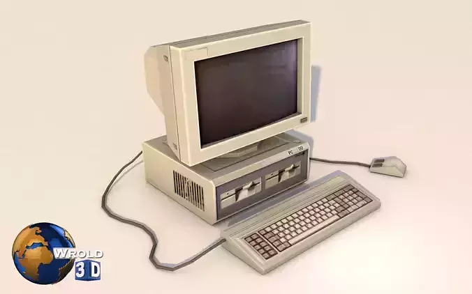 lowpoly desktop computer system 3d model Low-poly 3D model