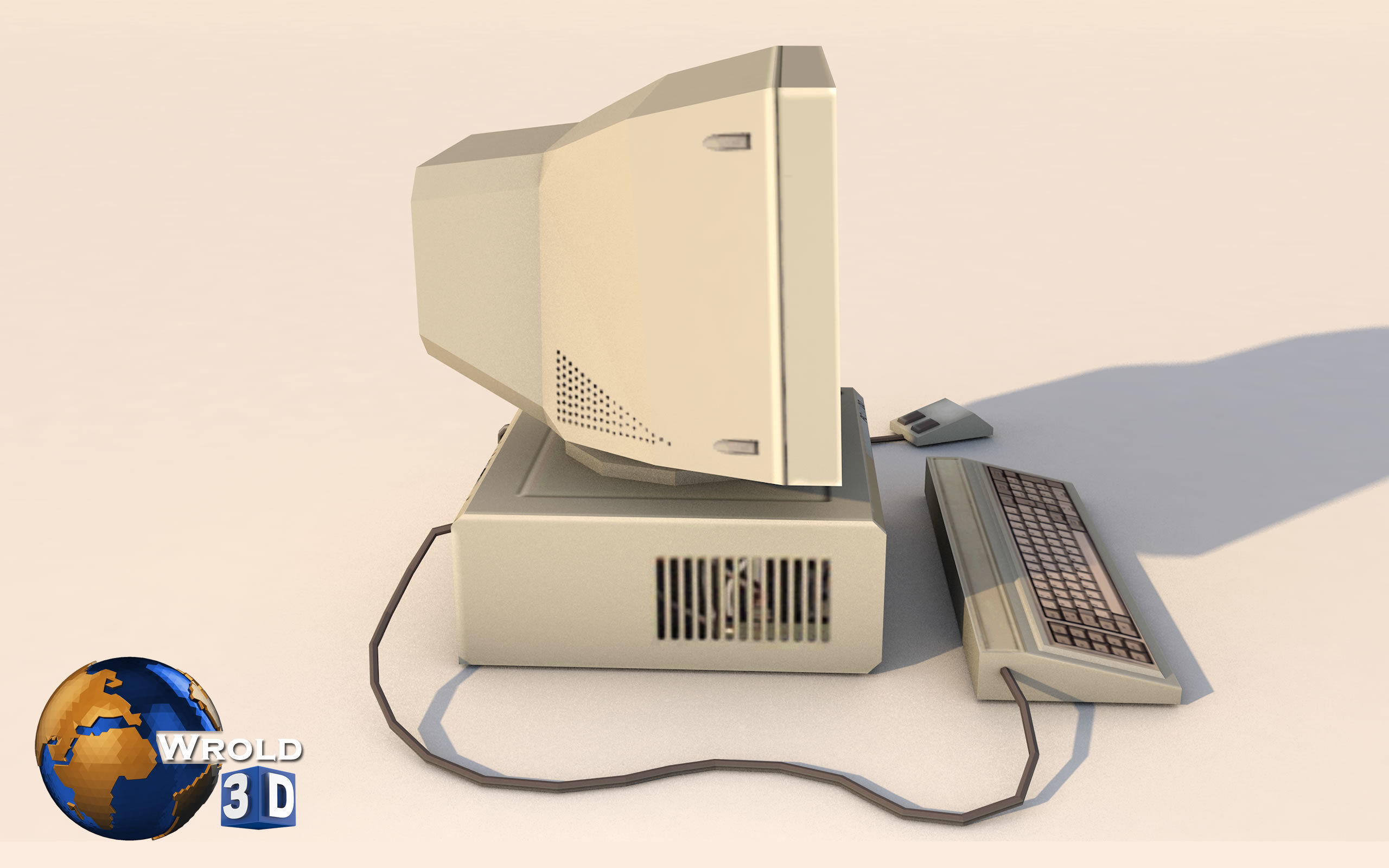 lowpoly desktop computer system 3d model Low-poly 3D model_3