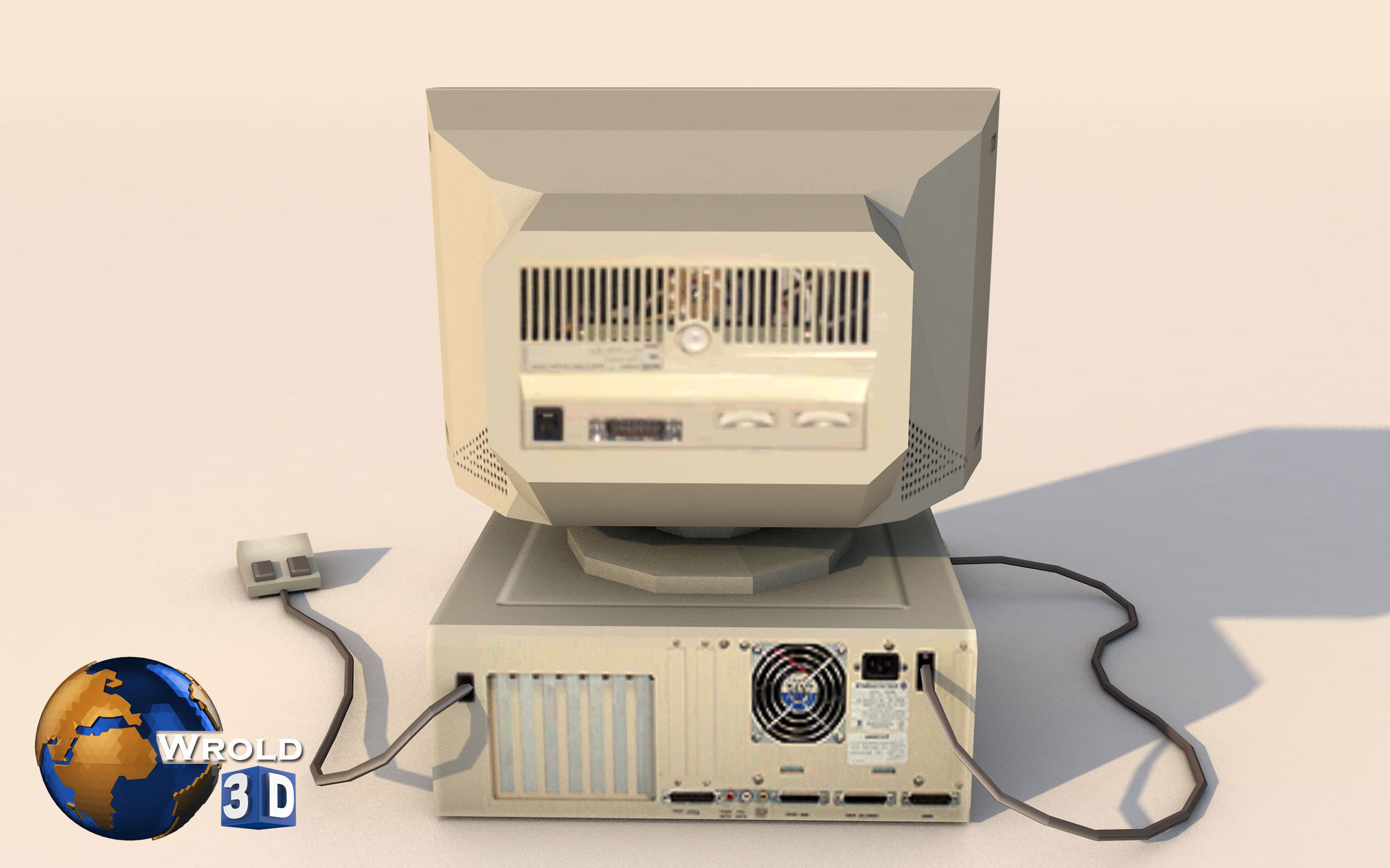 lowpoly desktop computer system 3d model Low-poly 3D model_2