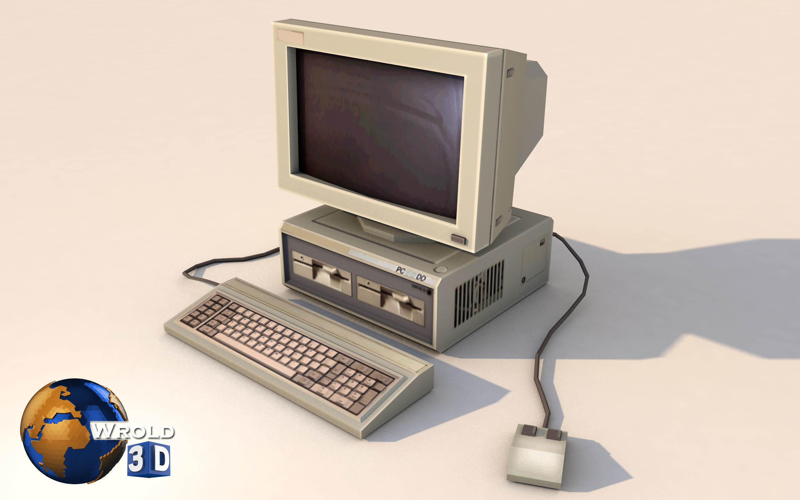 lowpoly desktop computer system 3d model Low-poly 3D model_4