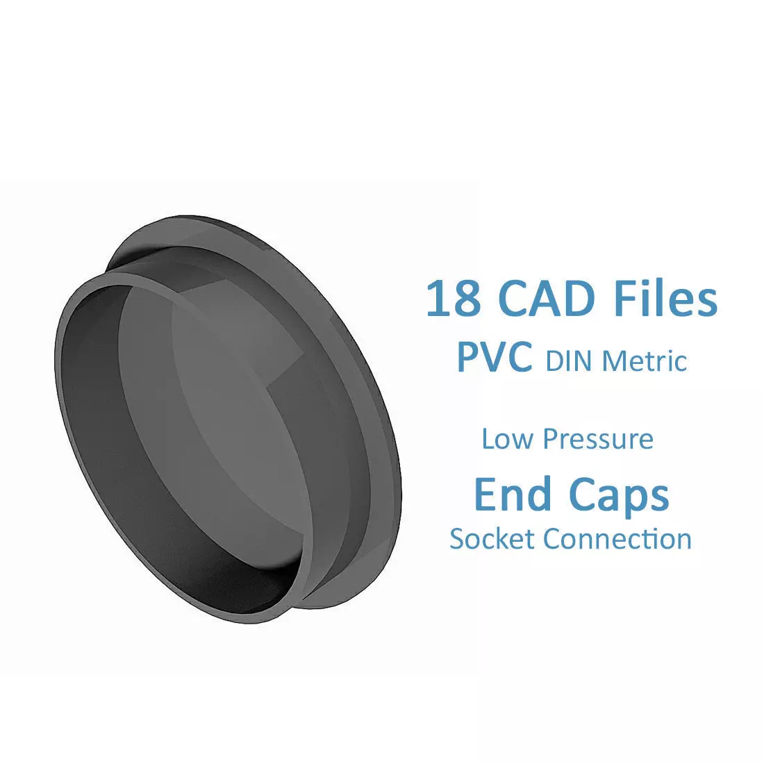 PVC Low Pressure End Caps - Socket Connection Free 3D model