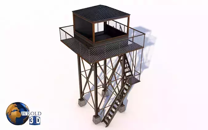 Lowpoly Lookout Tower 3d model Low-poly 3D model