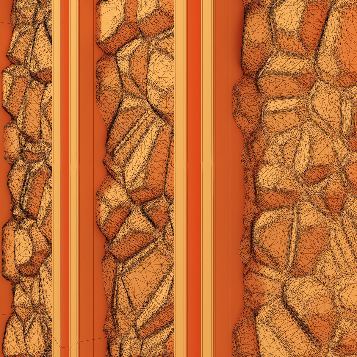 Stone wall frame 3D model_4