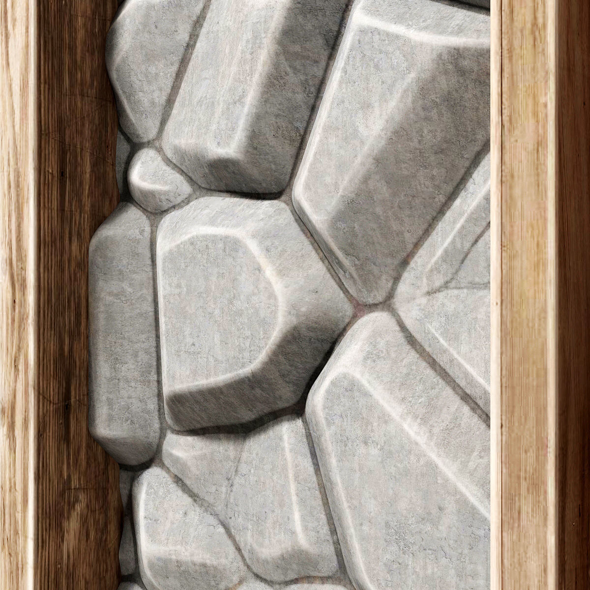 Stone wall frame 3D model_2