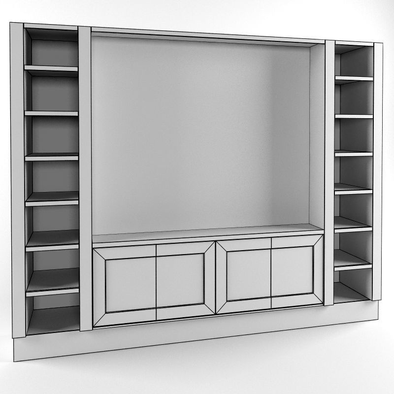 TV wall 3D model_4