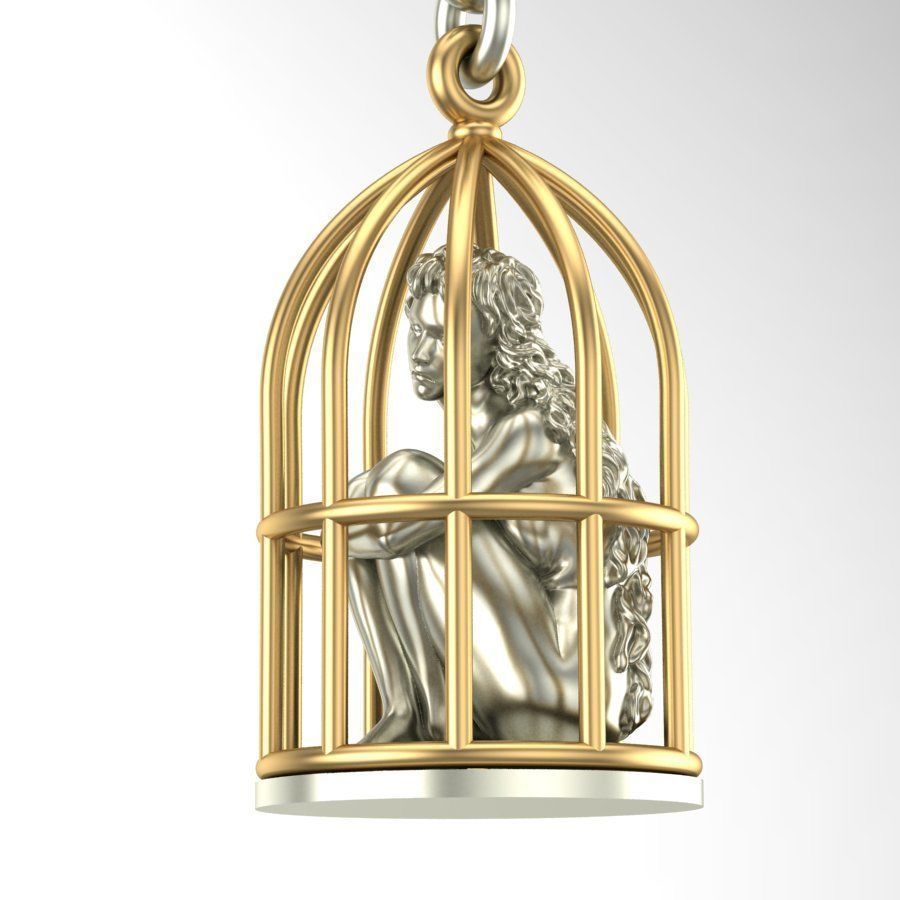 Gold Cage Earrings 3D print model_6