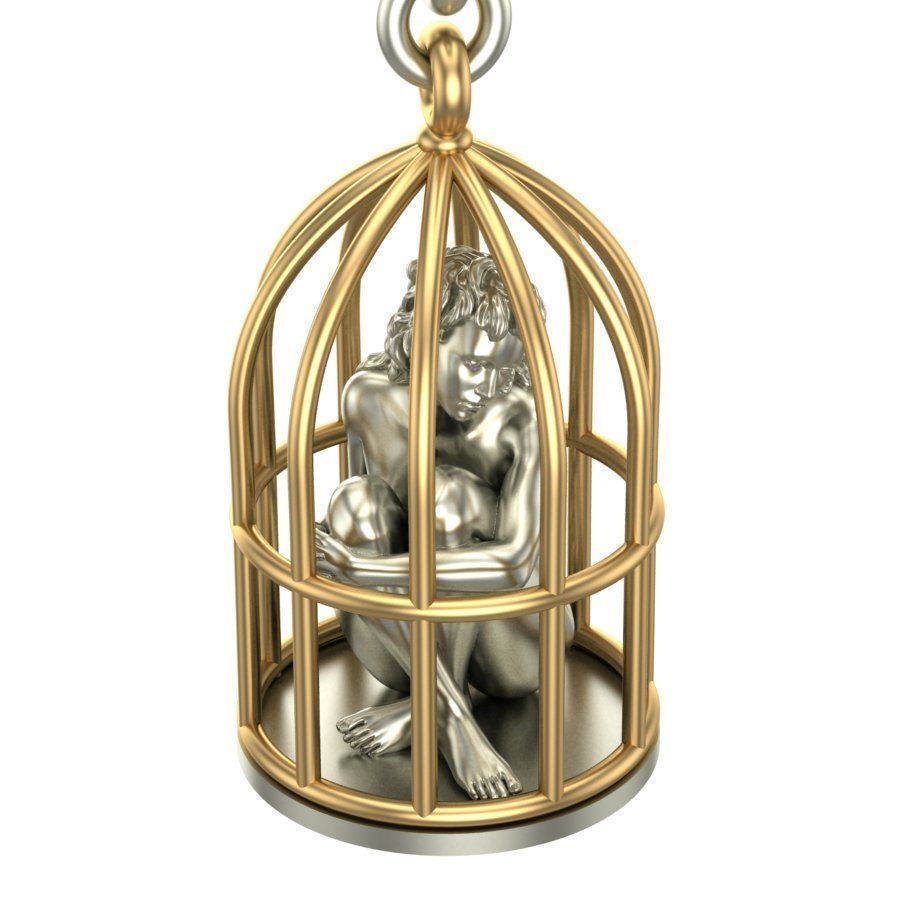 Gold Cage Earrings 3D print model_5
