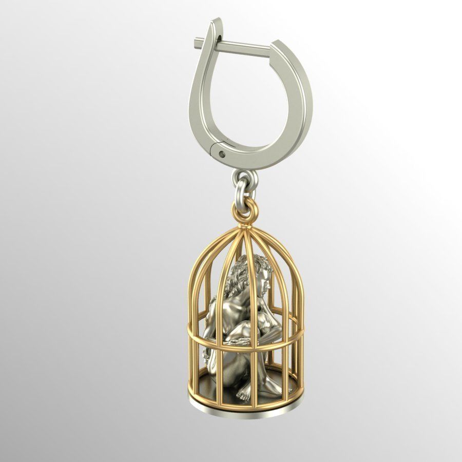 Gold Cage Earrings 3D print model_4